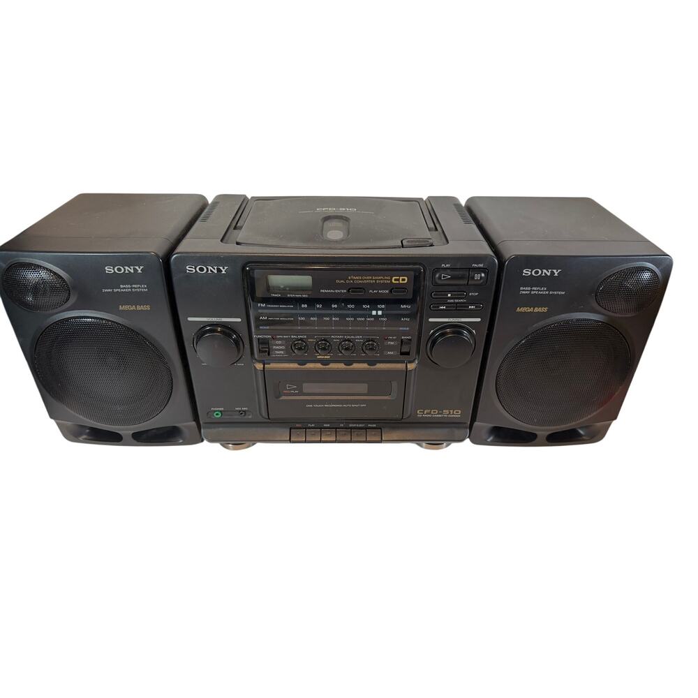 Sony CFD-758 Mega Bass Boombox CD Cassette Radio Speaker Portable Stereo WORKING